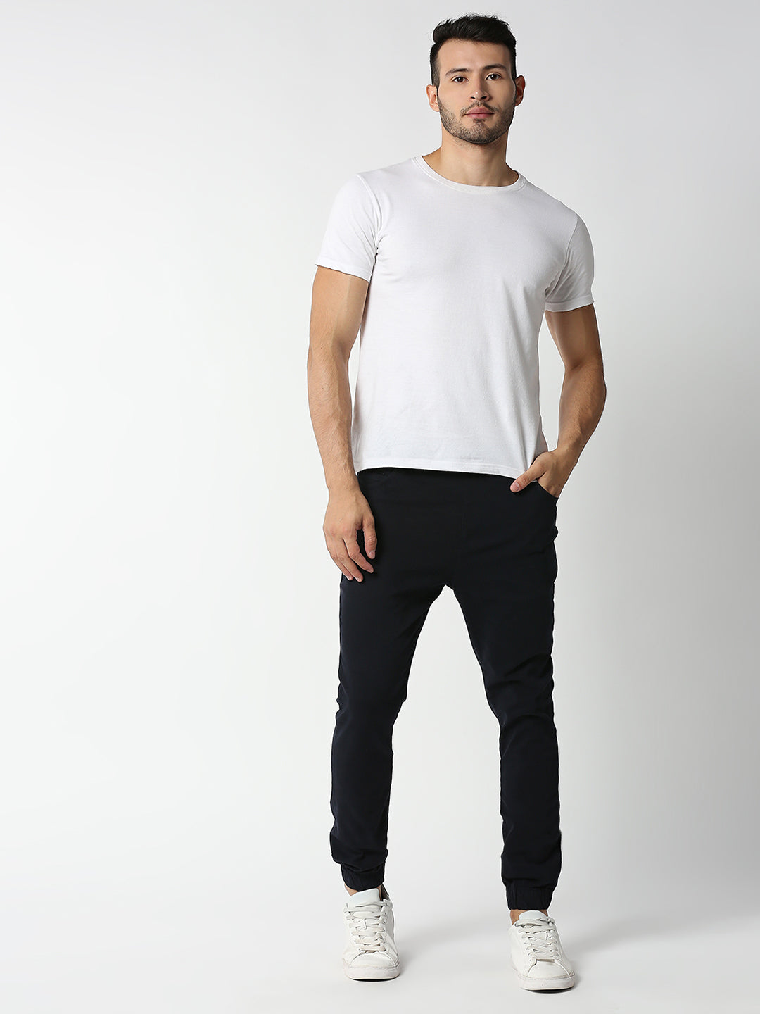 Thomas Scott Men Dark Navy Regular Fit Mid-Rise Solid Knitted Joggers