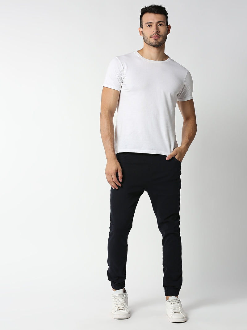 Thomas Scott Men Dark Navy Regular Fit Mid-Rise Solid Knitted Joggers