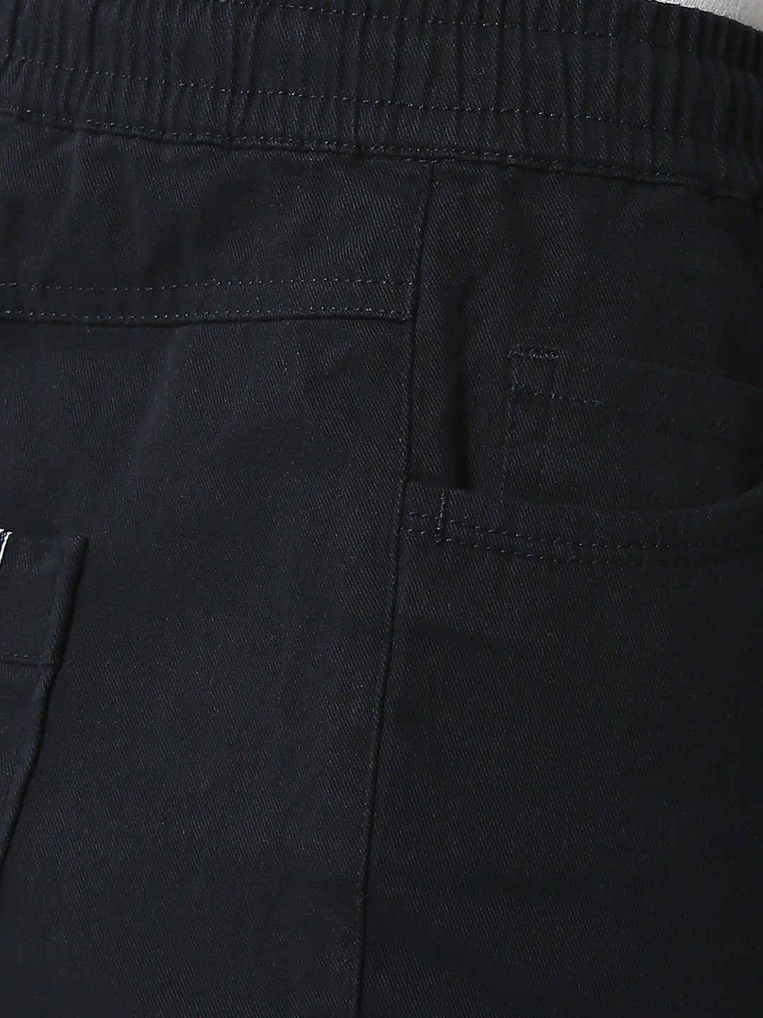 Thomas Scott Men Dark Navy Regular Fit Mid-Rise Solid Knitted Joggers