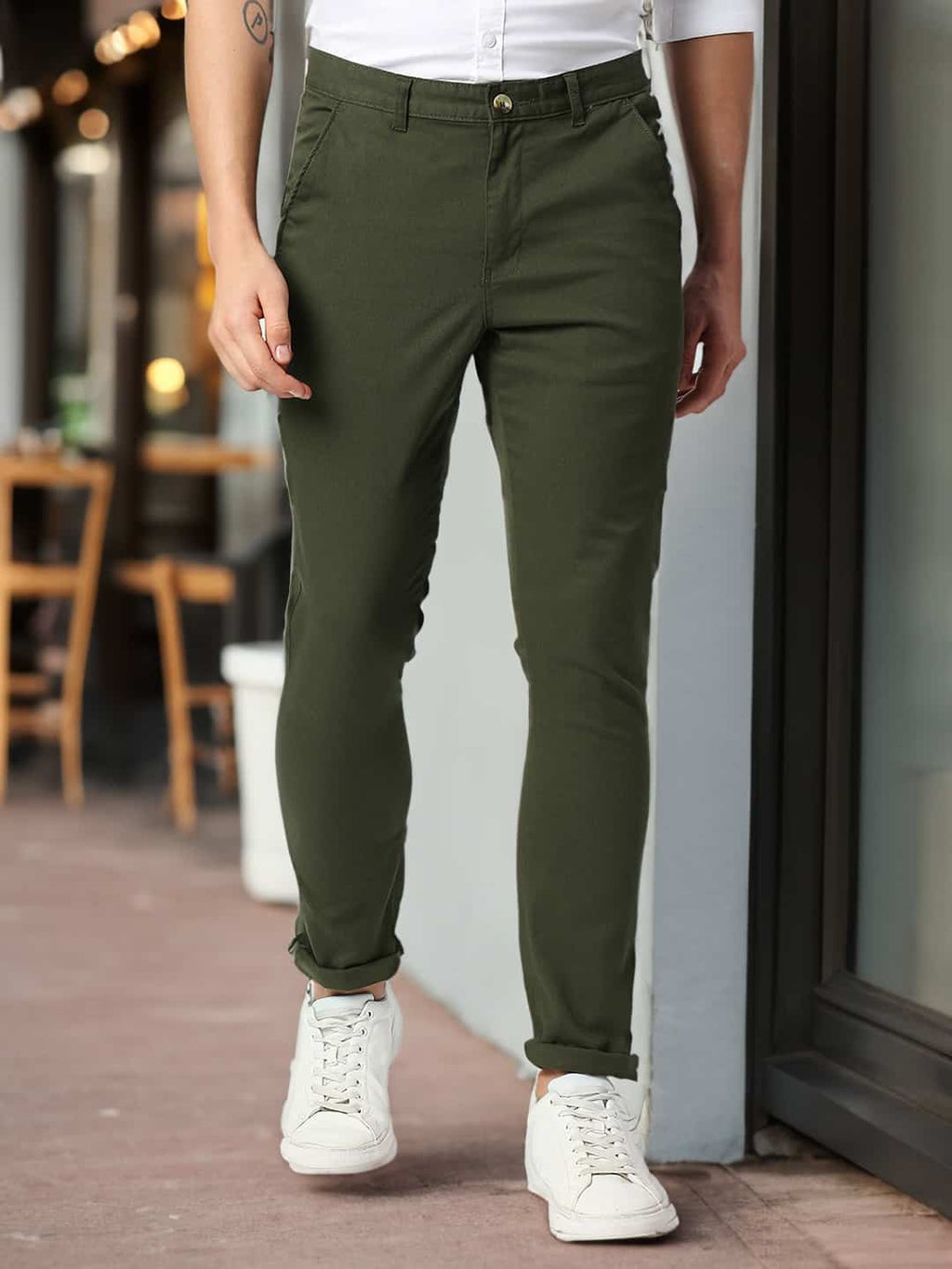 Thomas Scott Men Green Slim Fit Trousers
