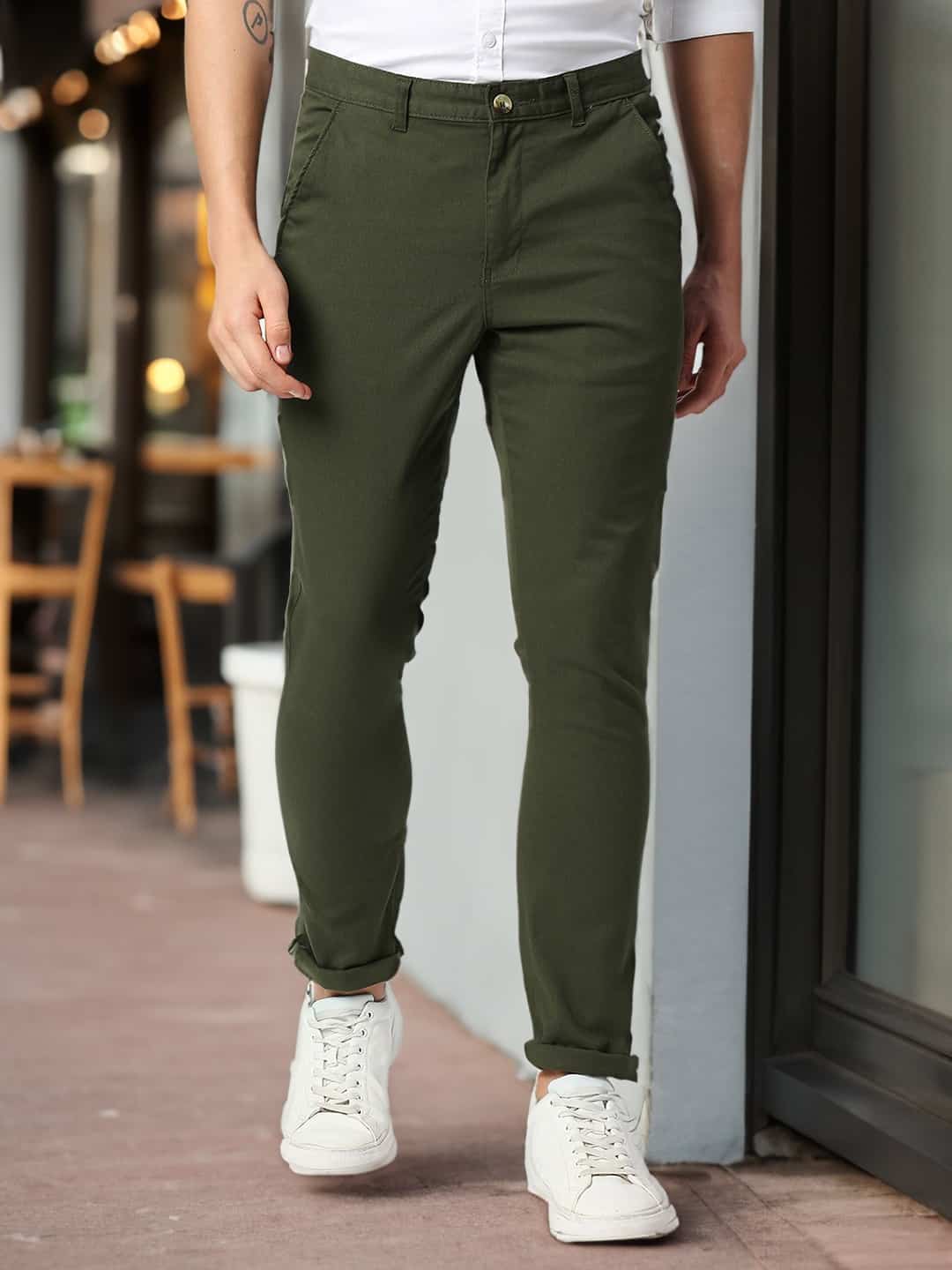 Thomas Scott Men Green Slim Fit Trousers