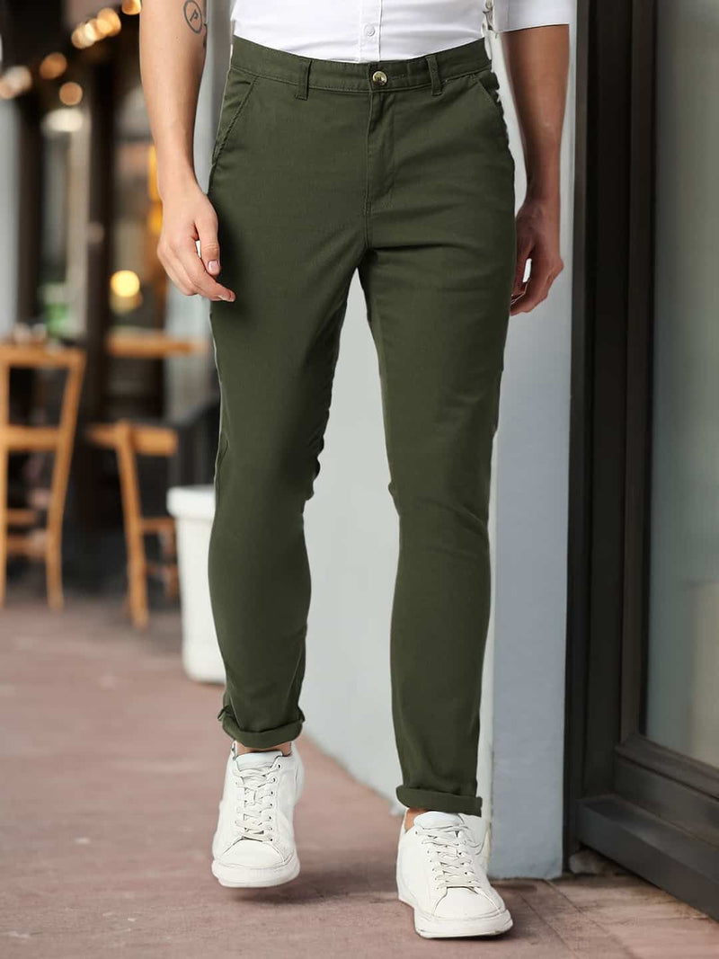 Thomas Scott Men Green Slim Fit Trousers