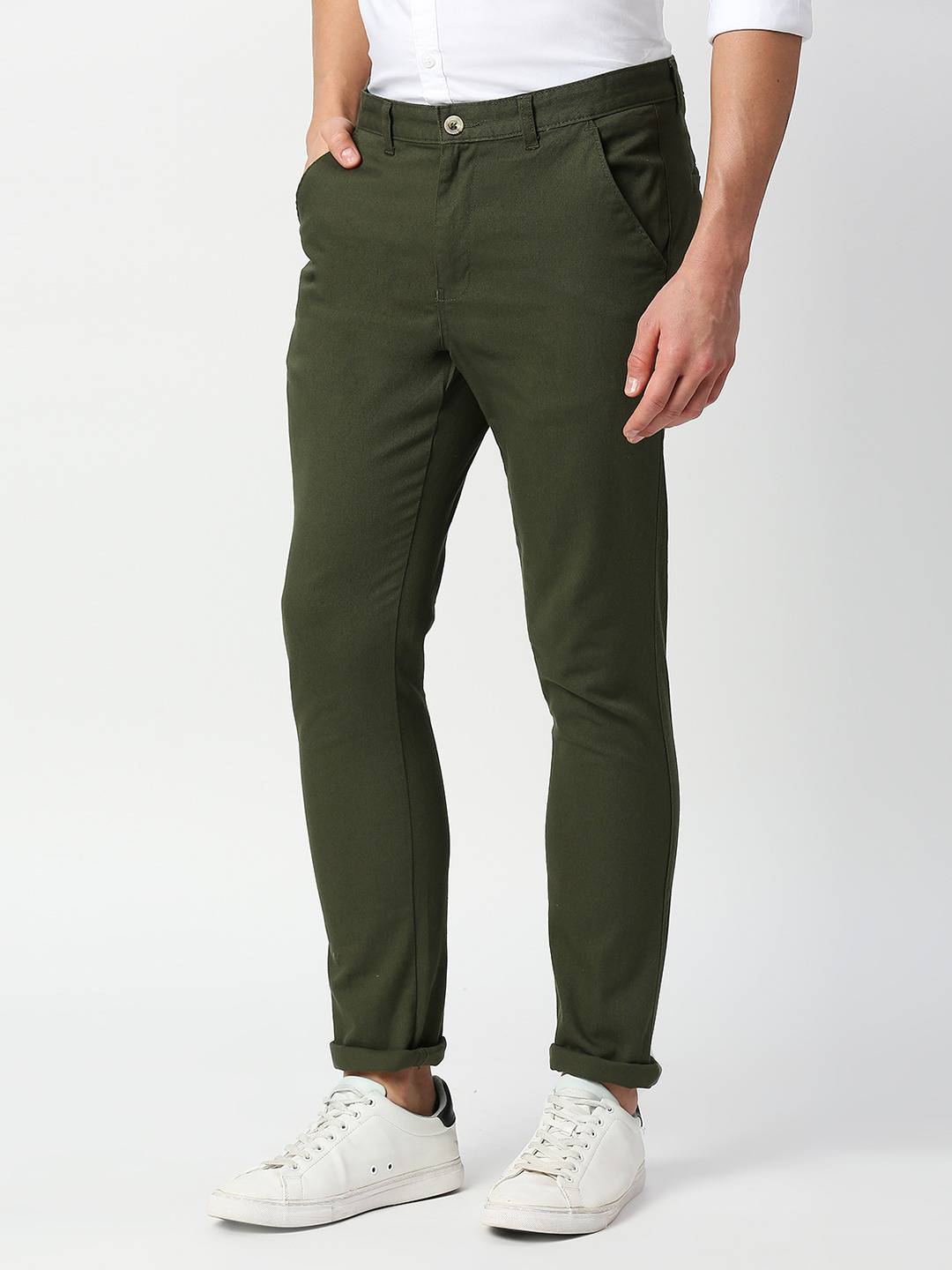 Thomas Scott Men Green Slim Fit Trousers