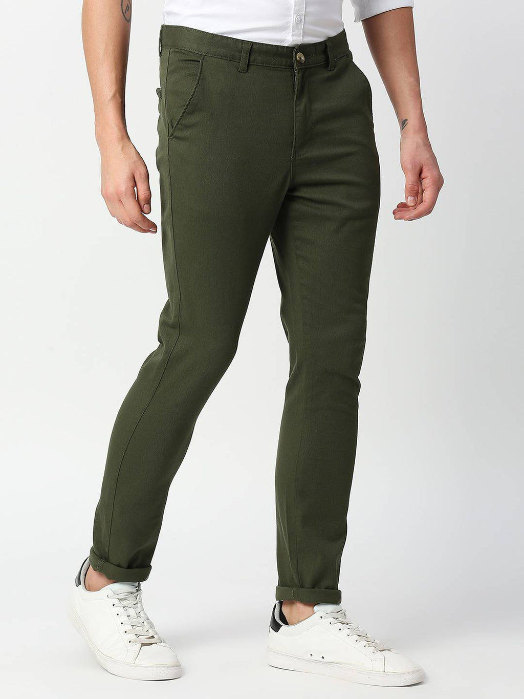 Thomas Scott Men Green Slim Fit Trousers