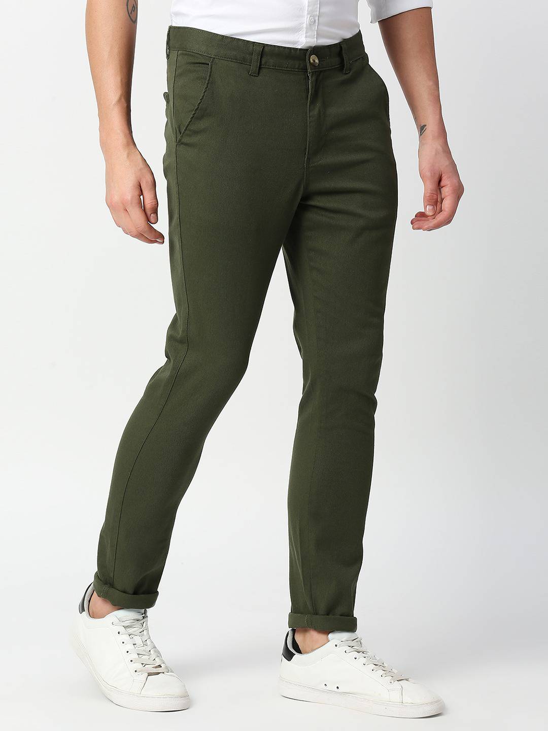 Thomas Scott Men Green Slim Fit Trousers
