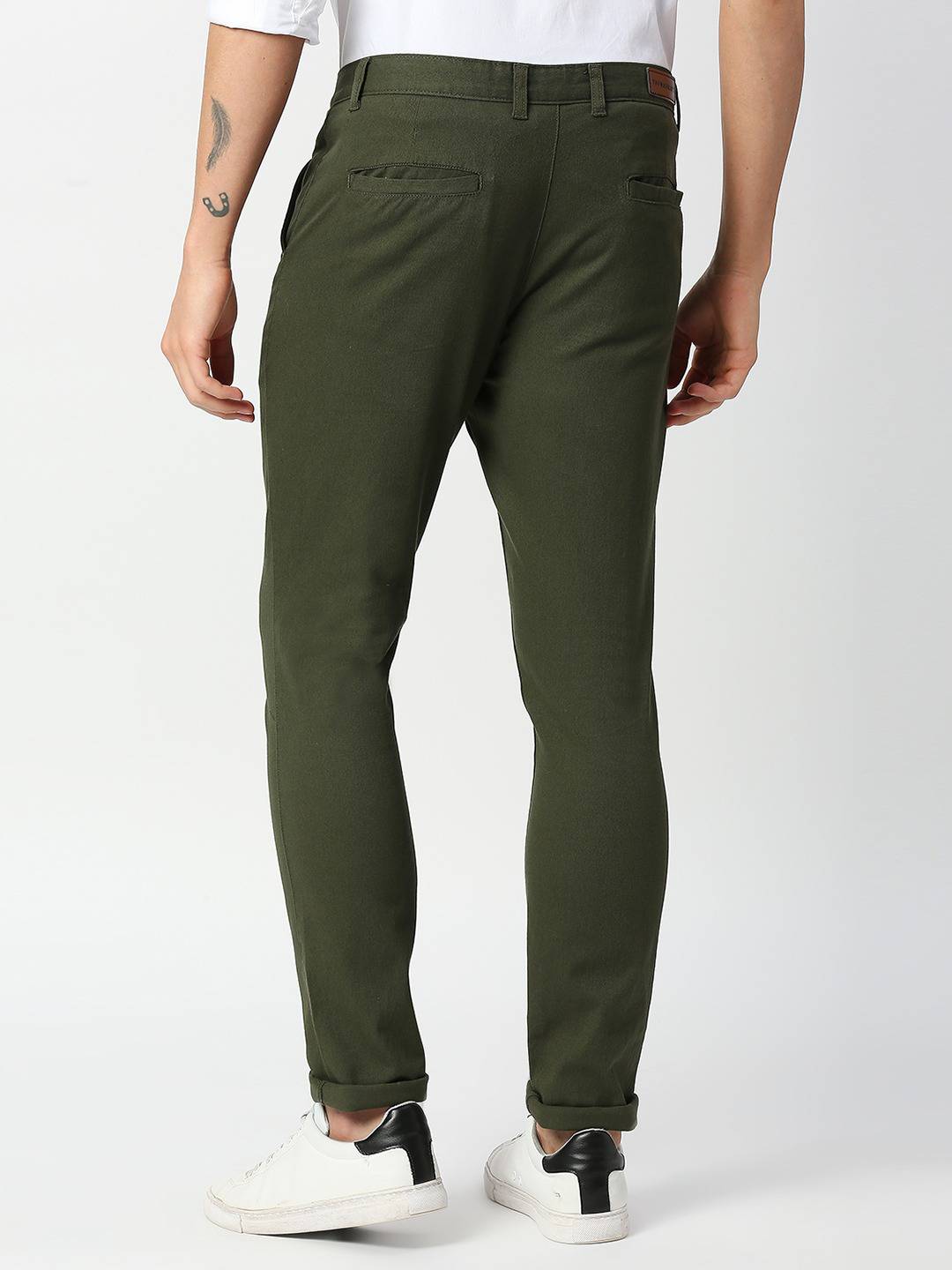 Thomas Scott Men Green Slim Fit Trousers