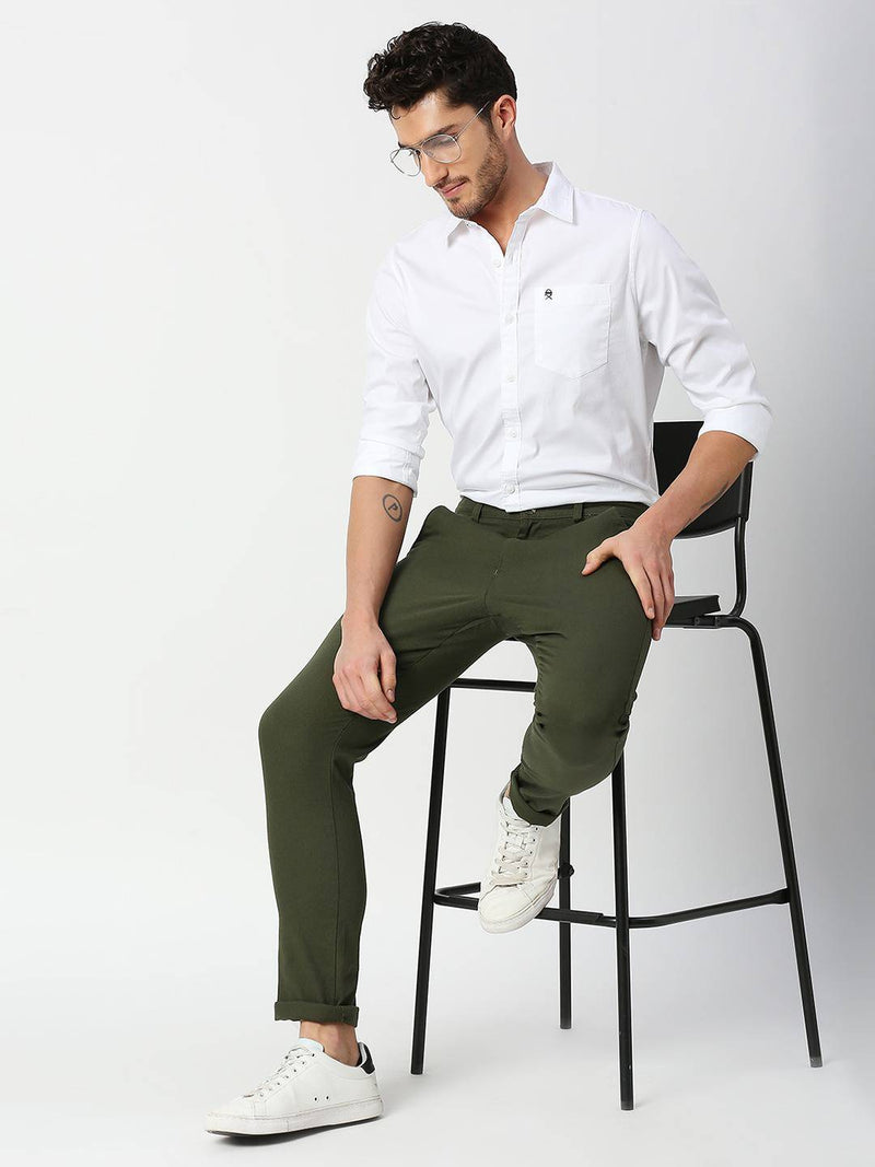 Thomas Scott Men Green Slim Fit Trousers