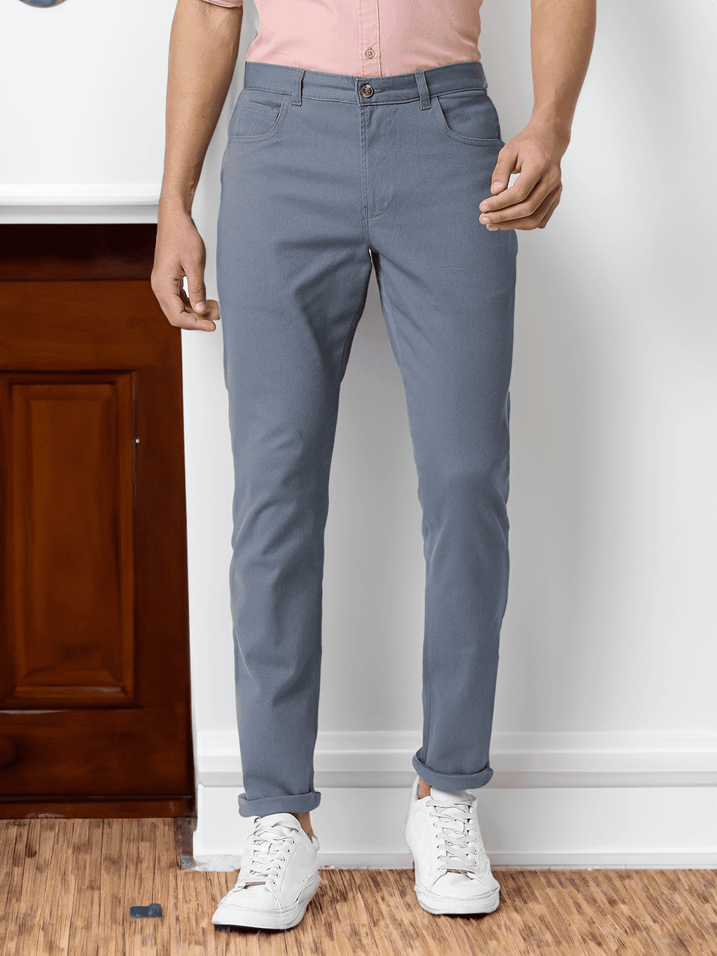 Thomas Scott Men Blue Slim Fit Chinos Trousers