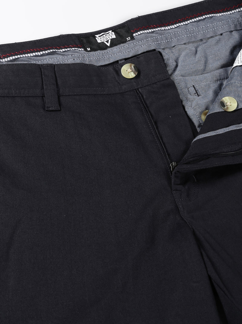 Thomas Scott Men Navy Regular Fit Mid-Rise Solid Woven Chinos Trouser