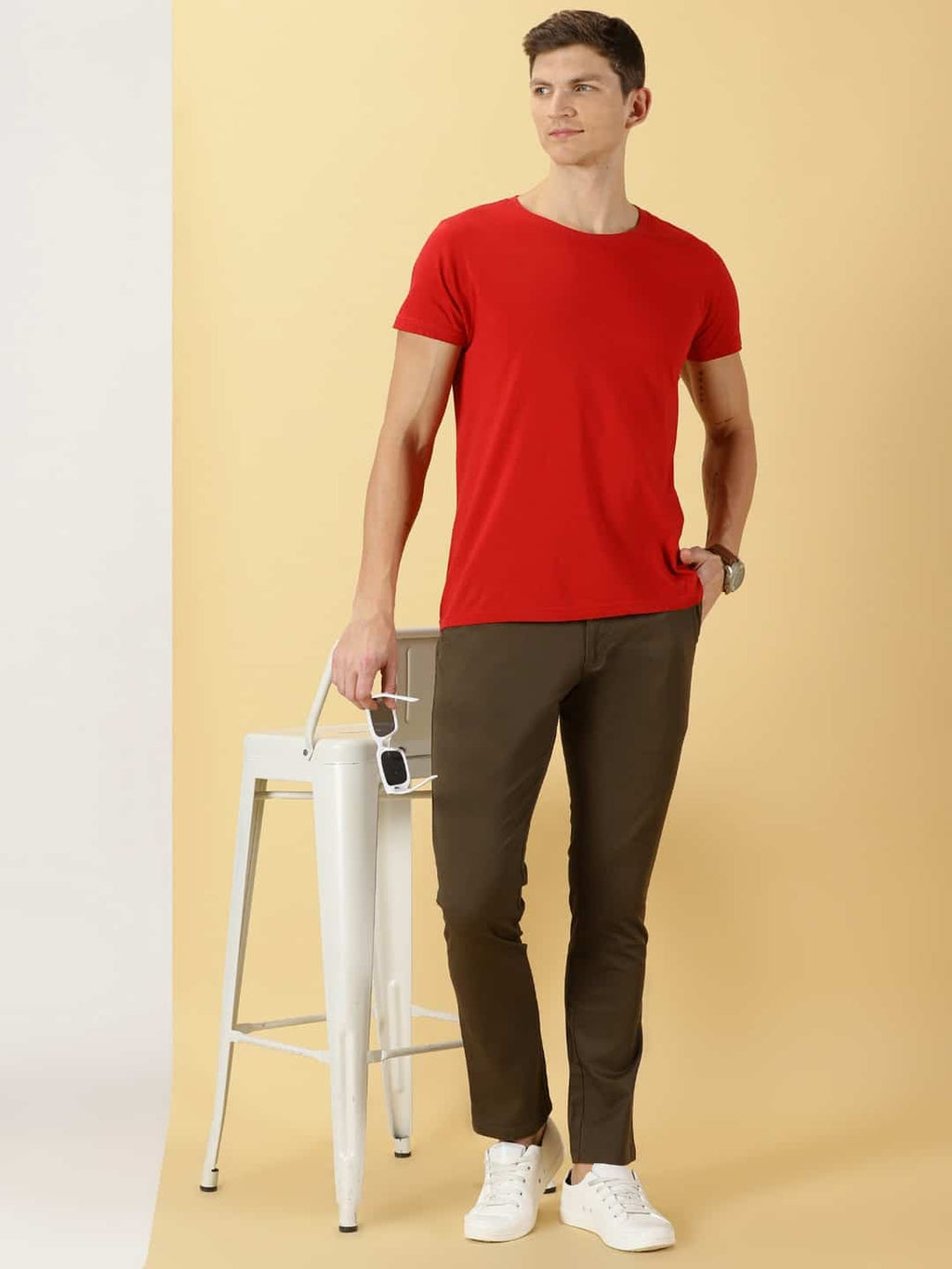 Thomas Scott Men Smart Easy Wash Mid-Rise Chinos