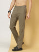 Beige Smart Slim Fit Pure Cotton Mid-Rise Chinos Trouser For Men