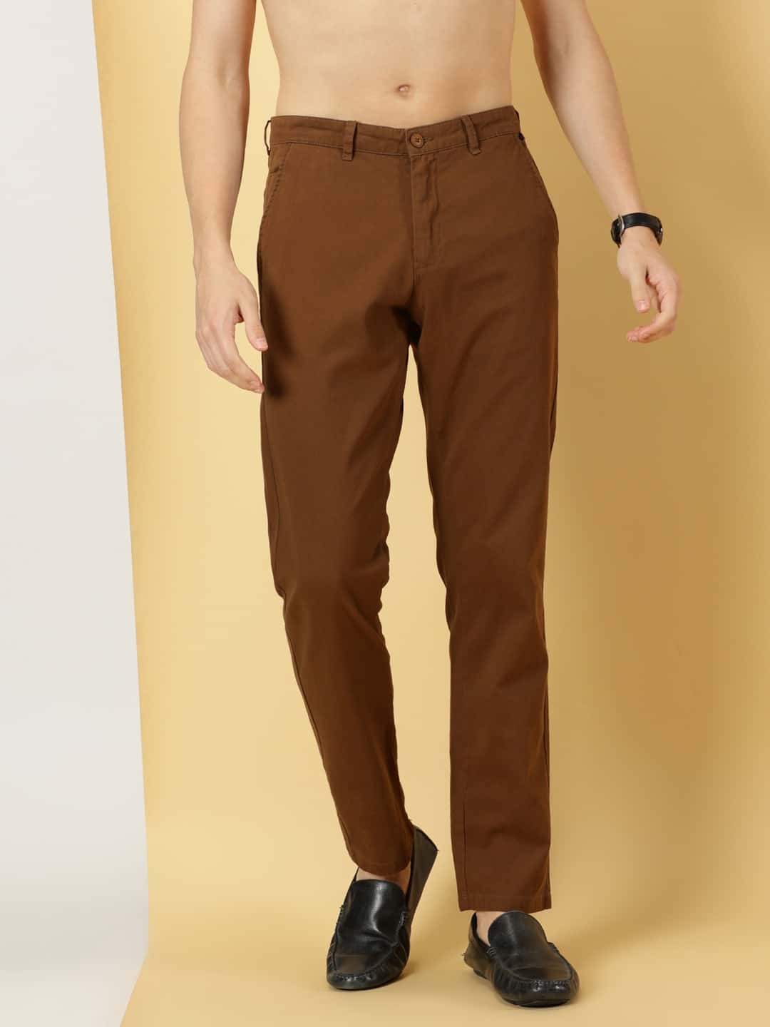 Thomas Scott Men Smart Slim Fit Pure Cotton Mid-Rise Chinos Trousers