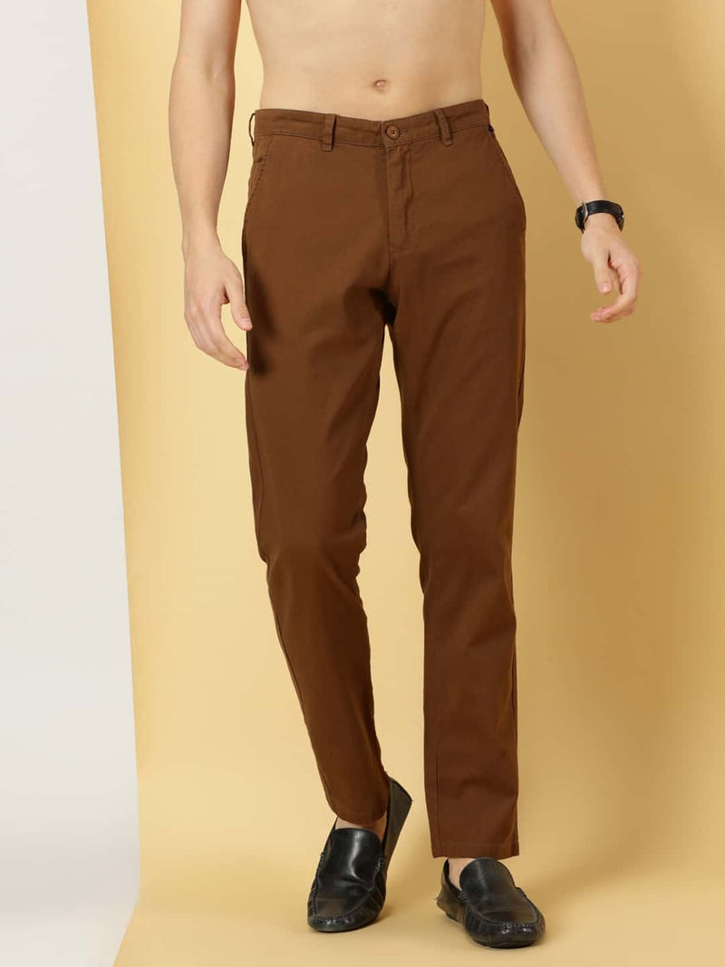 Thomas Scott Men Smart Slim Fit Pure Cotton Mid-Rise Chinos Trousers