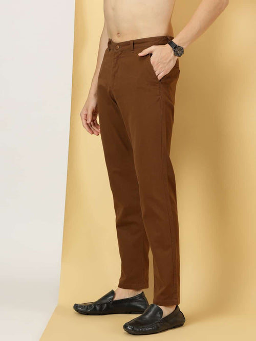 Thomas Scott Men Smart Slim Fit Pure Cotton Mid-Rise Chinos Trousers