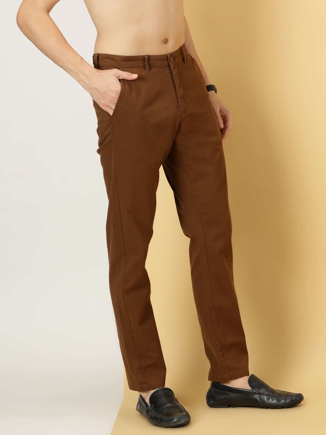 Thomas Scott Men Smart Slim Fit Pure Cotton Mid-Rise Chinos Trousers