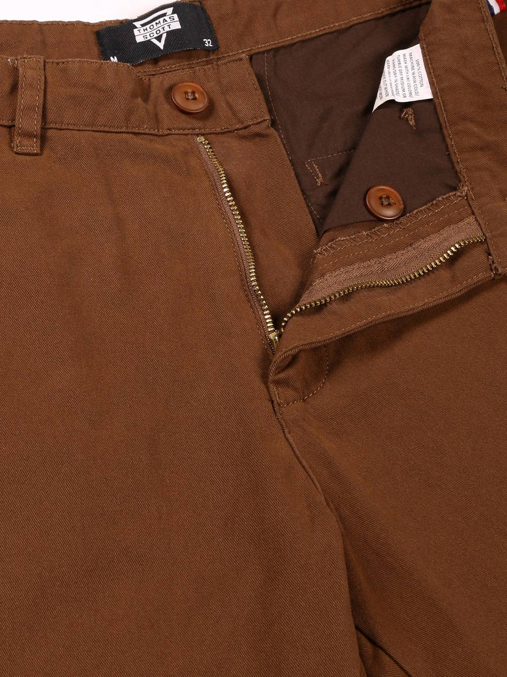 Thomas Scott Men Smart Slim Fit Pure Cotton Mid-Rise Chinos Trousers
