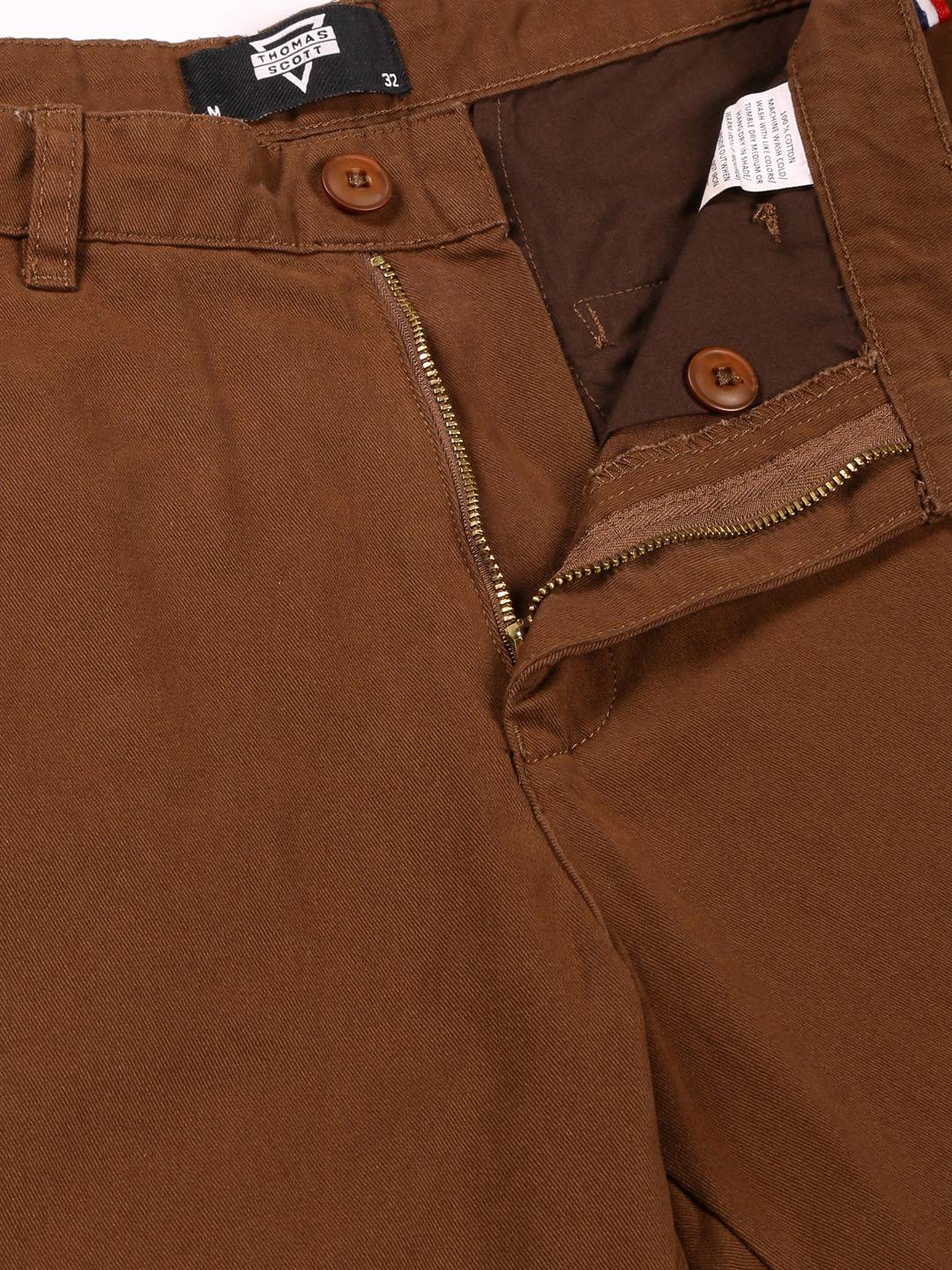 Thomas Scott Men Smart Slim Fit Pure Cotton Mid-Rise Chinos Trousers