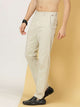 Cream Smart Slim Fit Pure Cotton Mid-Rise Chinos Trouser For Men