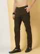 Green Smart Slim Fit Pure Cotton Mid-Rise Chinos Trouser For Men