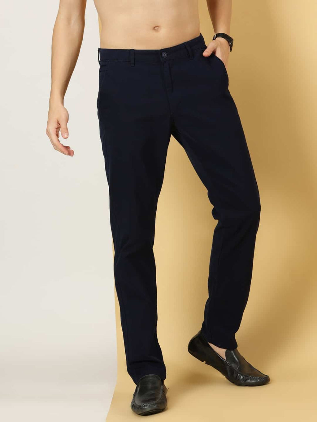 Thomas Scott Men Smart Slim Fit Pure Cotton Mid-Rise Chinos Trousers