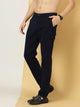 Navy Blue Smart Slim Fit Pure Cotton Mid-Rise Chinos Trouser For Men