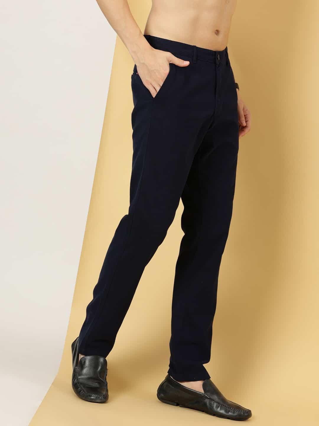 Thomas Scott Men Smart Slim Fit Pure Cotton Mid-Rise Chinos Trousers