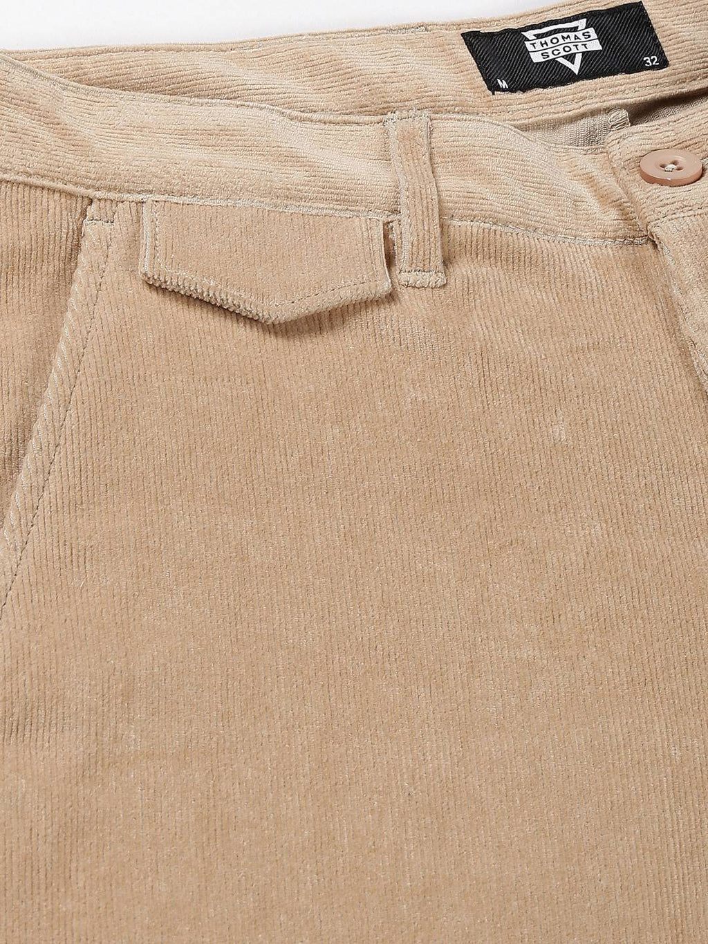 Thomas Scott Men Textured Smart Slim Fit Easy Wash Corduroy Chinos