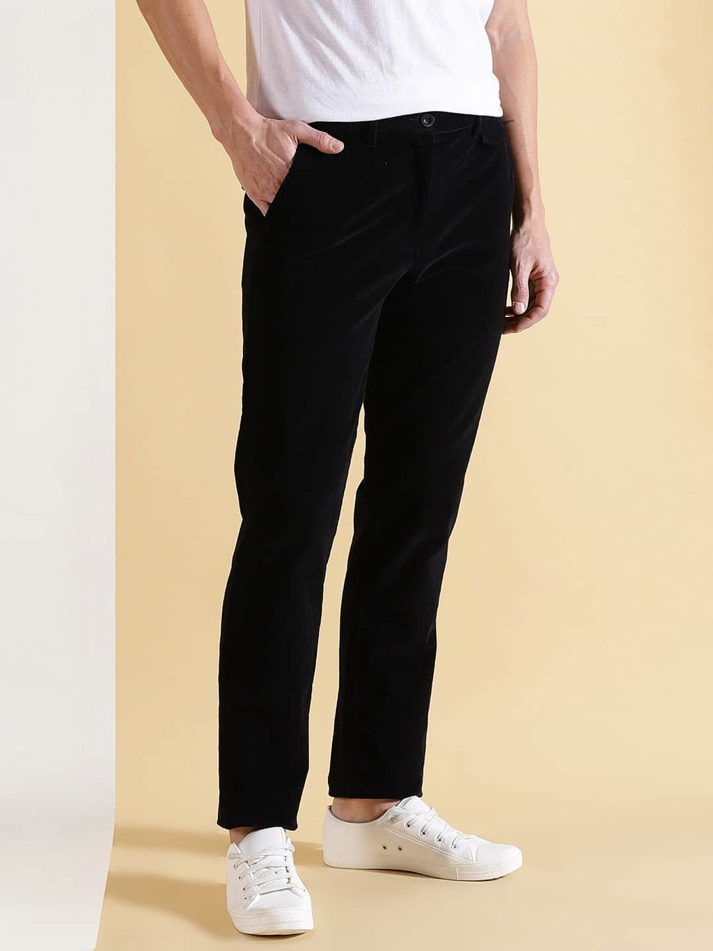 Thomas Scott Men Smart Slim Fit Easy Wash Corduroy Cotton Chinos