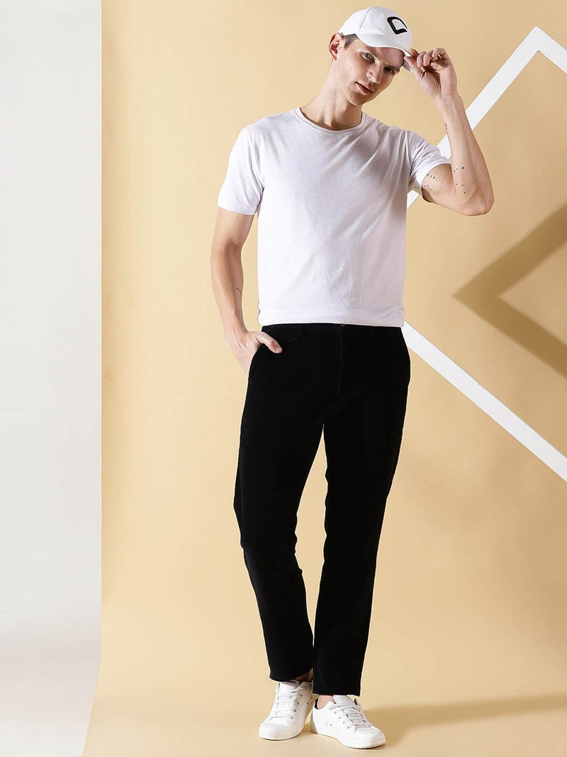 Thomas Scott Men Smart Slim Fit Easy Wash Corduroy Cotton Chinos