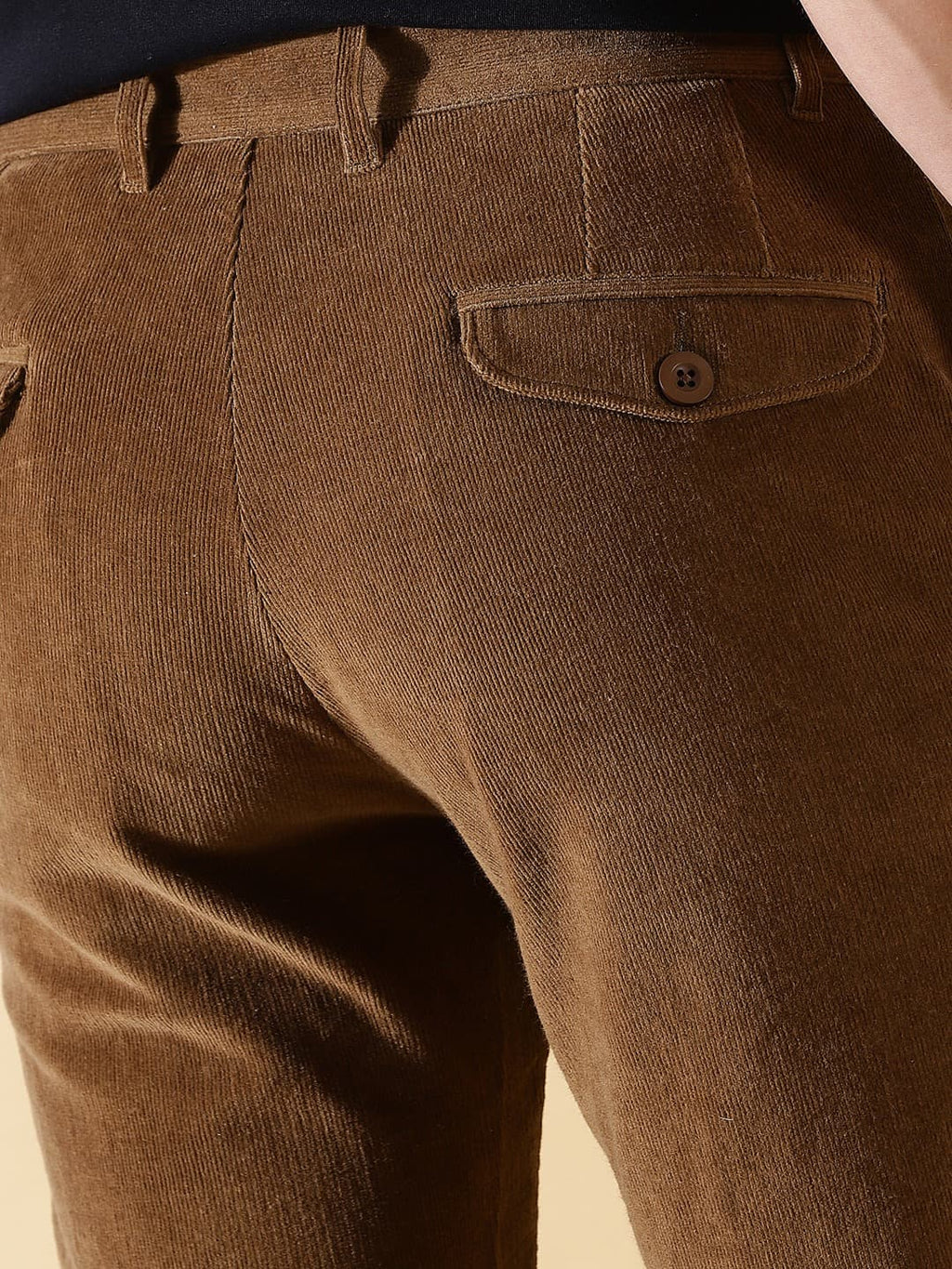 Thomas Scott Men Textured Smart Slim Fit Easy Wash Corduroy Chinos Trousers