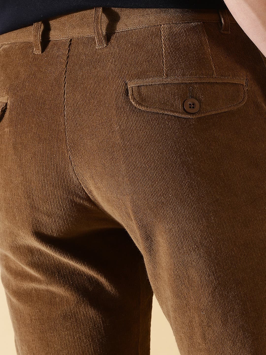 Thomas Scott Men Textured Smart Slim Fit Easy Wash Corduroy Chinos Trousers
