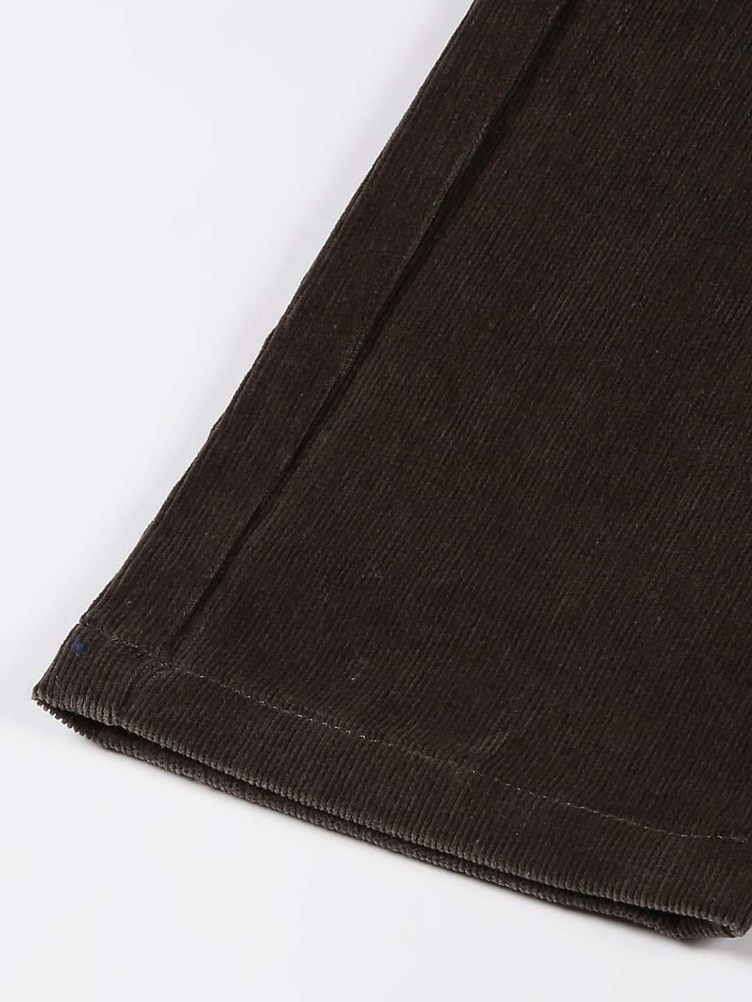 Thomas Scott Men Textured Smart Slim Fit Easy Wash Corduroy Chinos Trousers