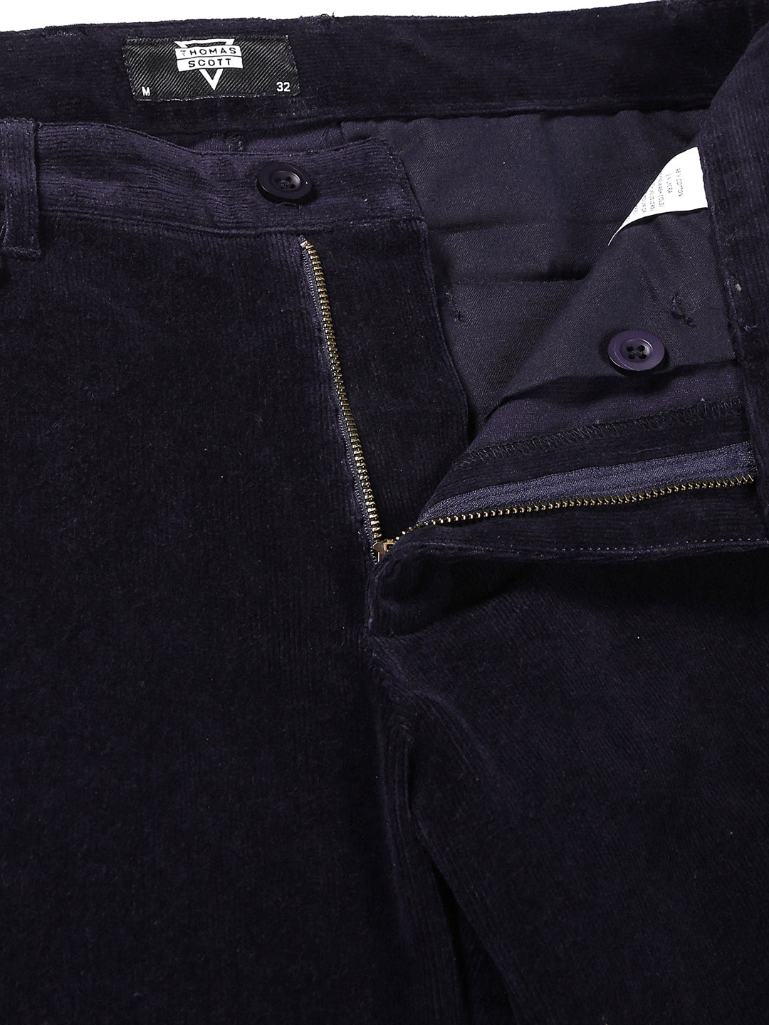 Thomas Scott Men Smart Slim Fit Easy Wash Corduroy Chinos Trousers