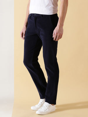 Thomas Scott Men Smart Slim Fit Easy Wash Corduroy Chinos Trousers