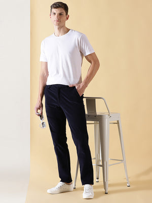 Thomas Scott Men Smart Slim Fit Easy Wash Corduroy Chinos Trousers