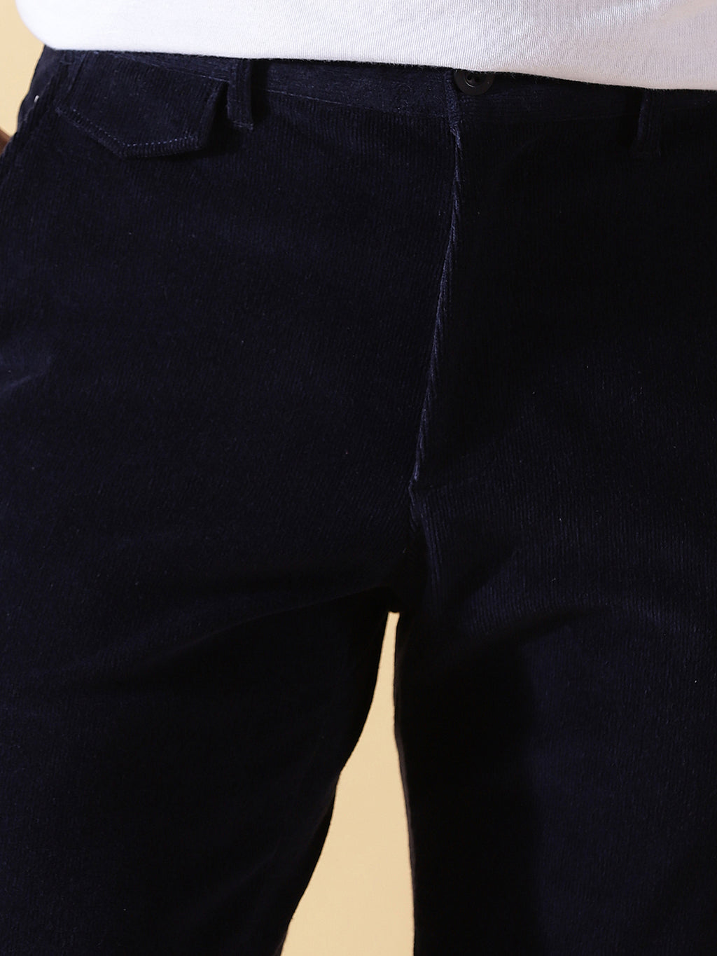 Thomas Scott Men Smart Slim Fit Easy Wash Corduroy Chinos Trousers