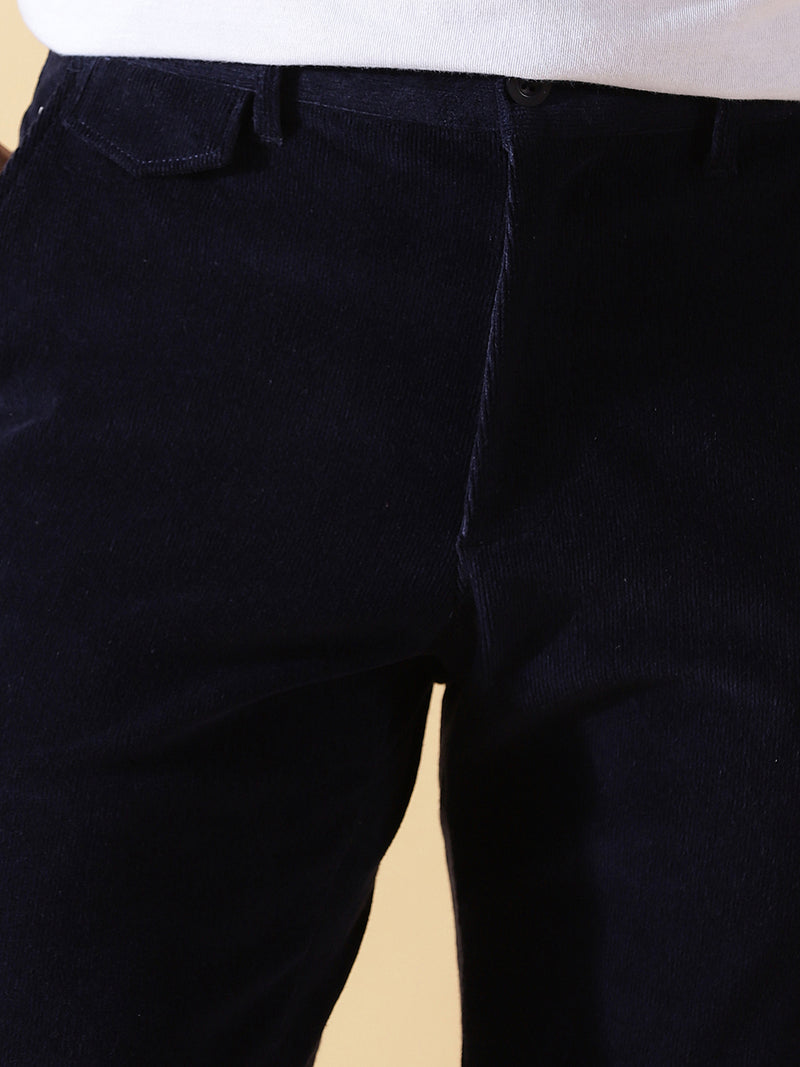 Thomas Scott Men Smart Slim Fit Easy Wash Corduroy Chinos Trousers