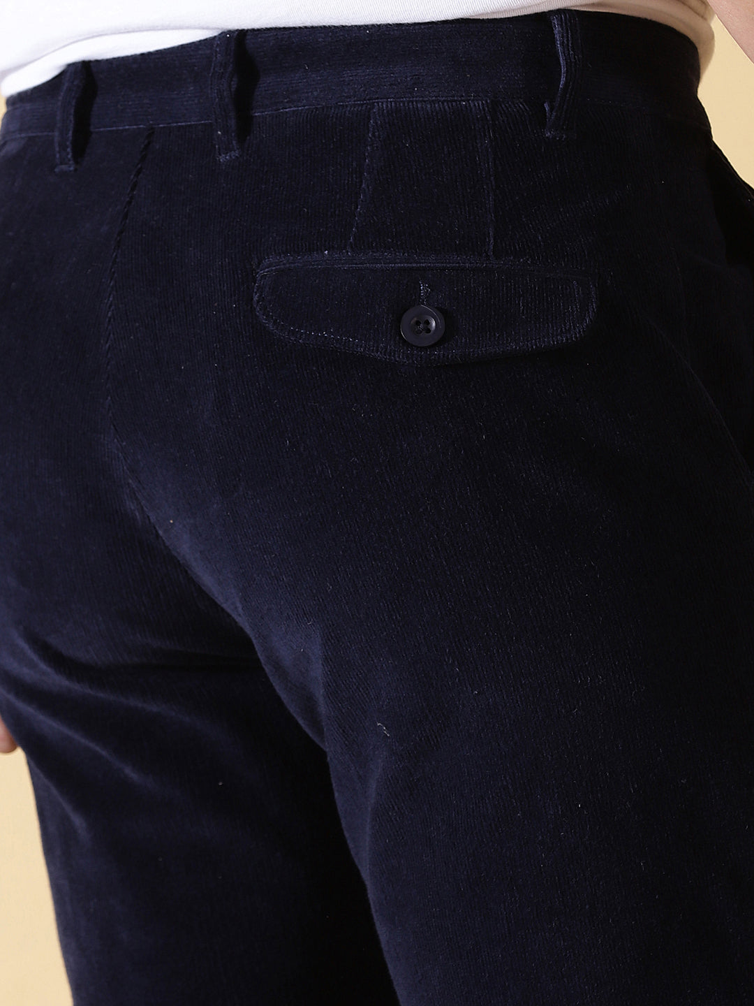 Thomas Scott Men Smart Slim Fit Easy Wash Corduroy Chinos Trousers