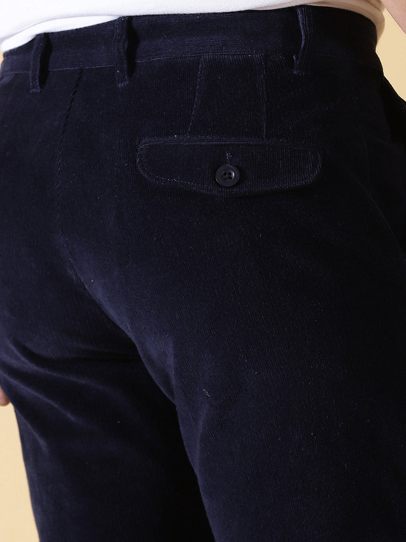 Thomas Scott Men Smart Slim Fit Easy Wash Corduroy Chinos Trousers