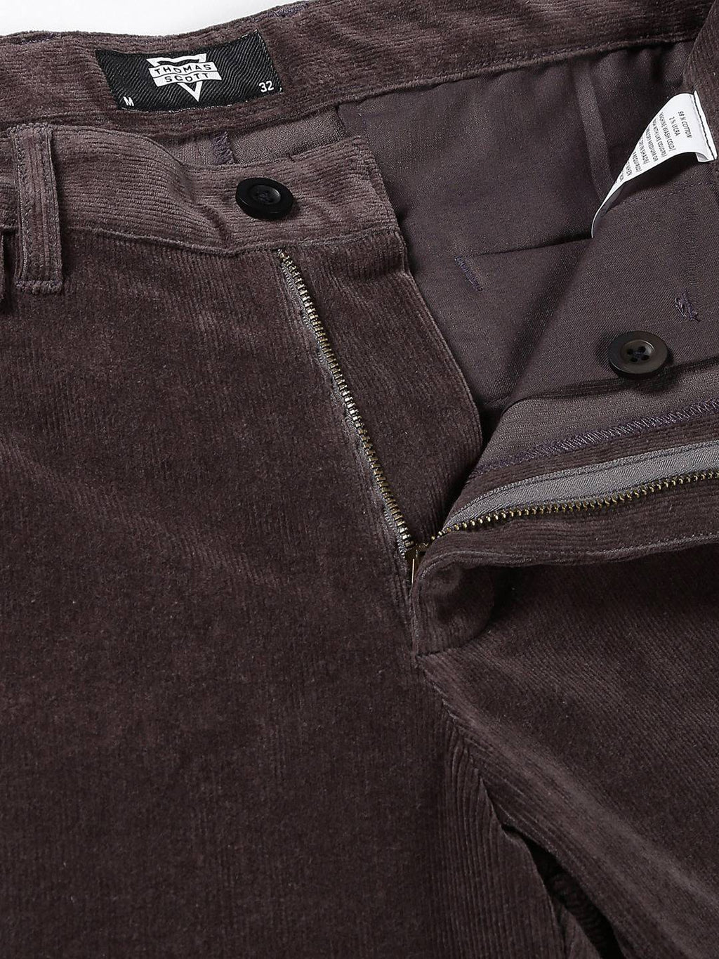 Thomas Scott Men Textured Smart Slim Fit Easy Wash Corduroy Chinos Trousers