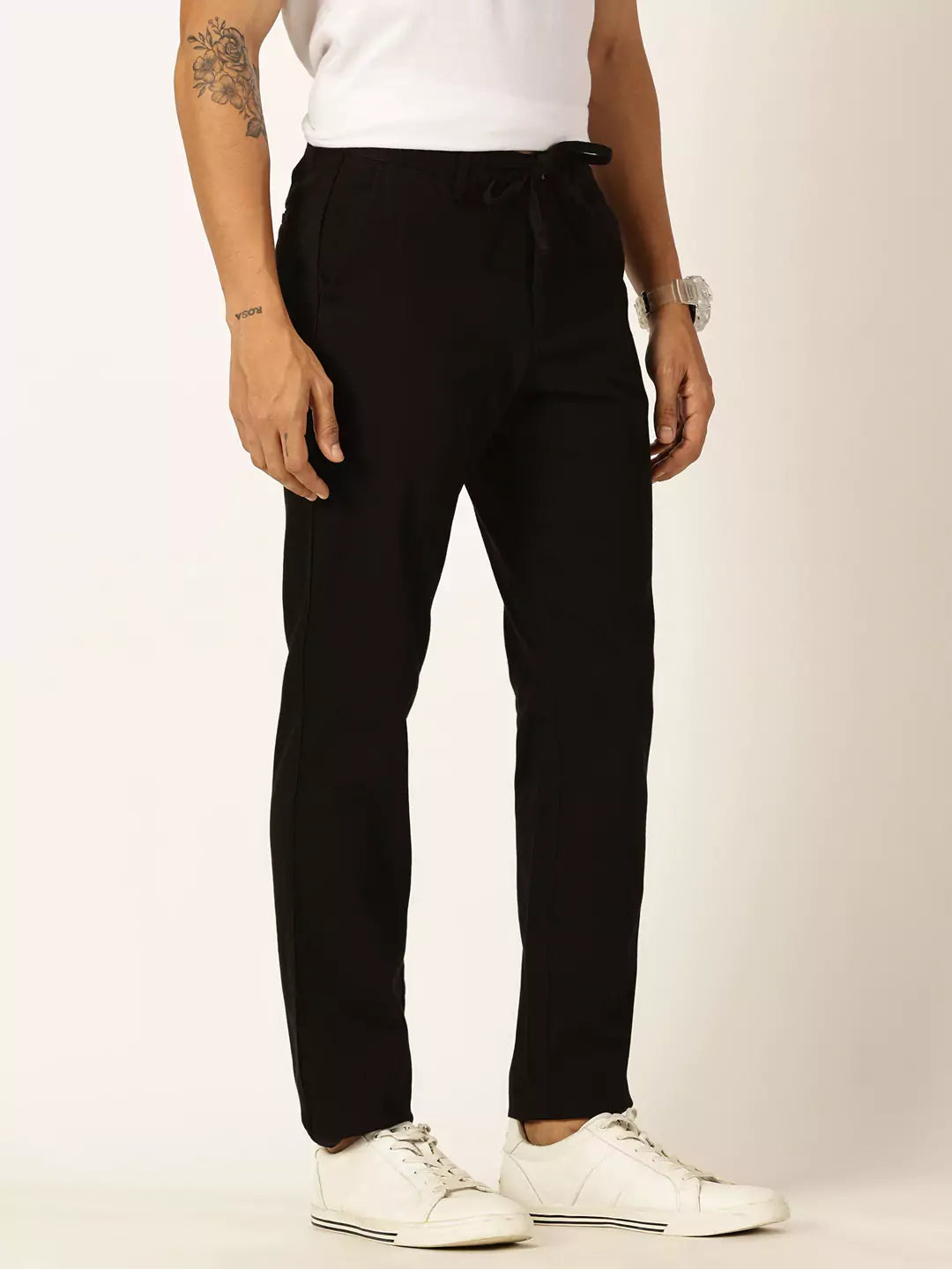 Thomas Scott Men Textured Mid-Rise Smart Chinos Trousers