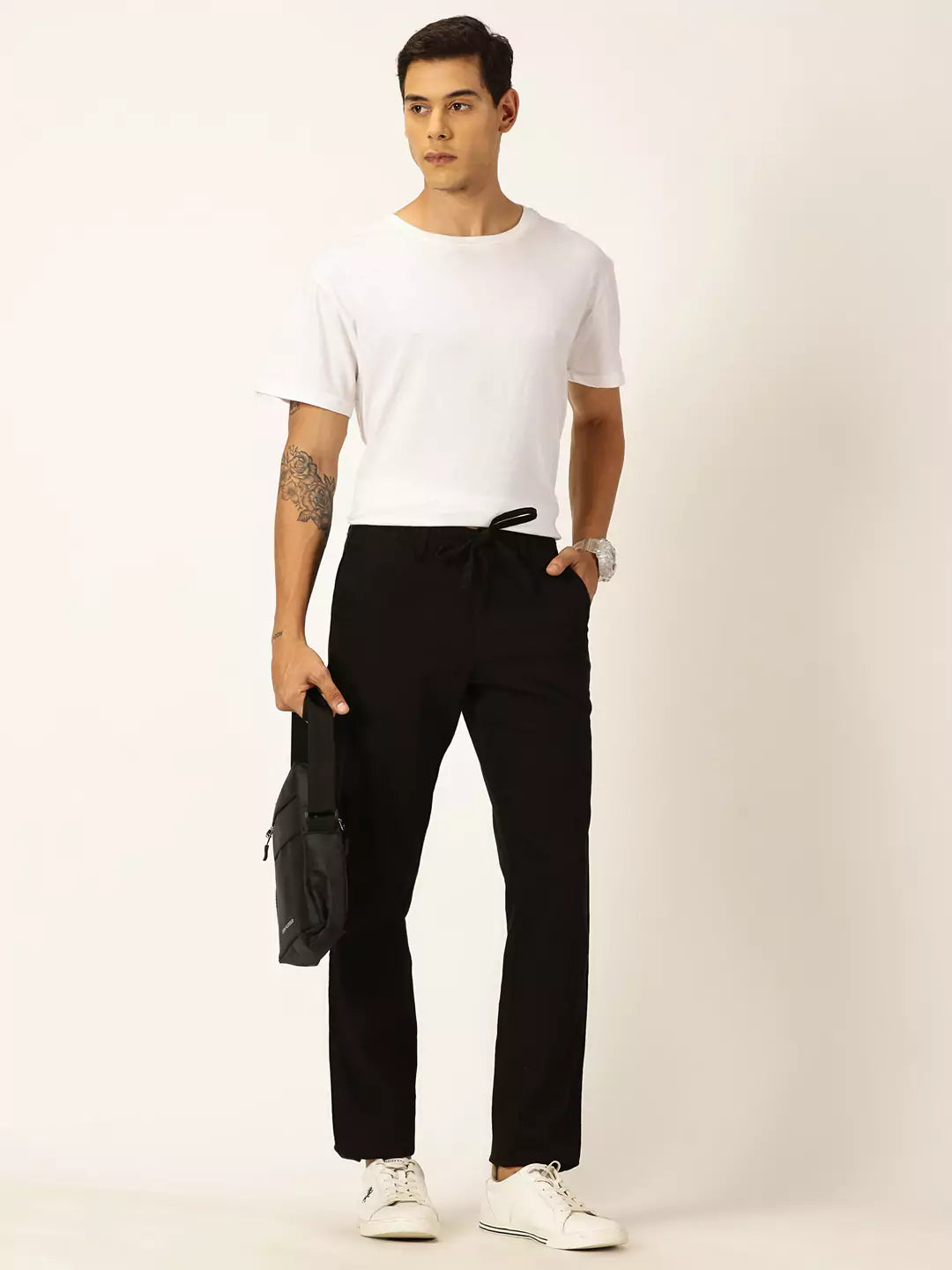 Thomas Scott Men Textured Mid-Rise Smart Chinos Trousers
