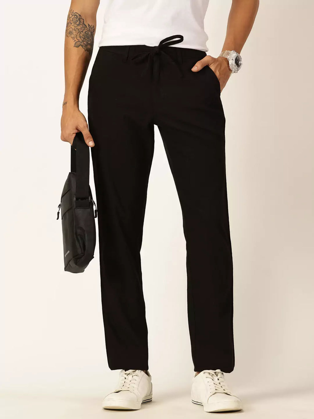 Thomas Scott Men Textured Mid-Rise Smart Chinos Trousers