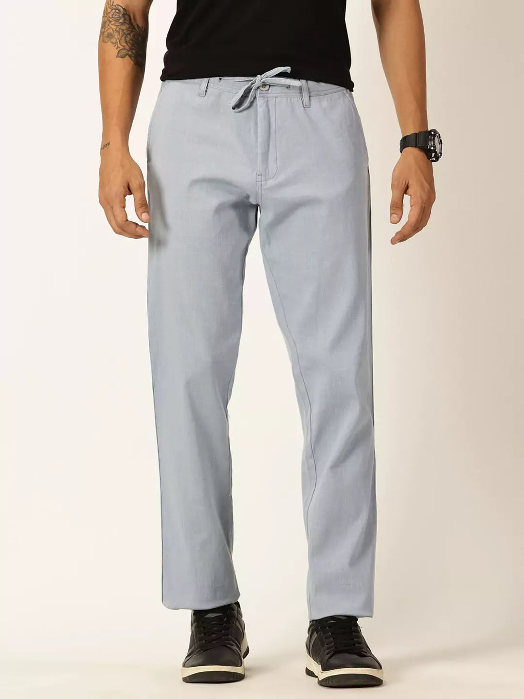 Thomas Scott Men Textured Mid-Rise Smart Chinos Trousers
