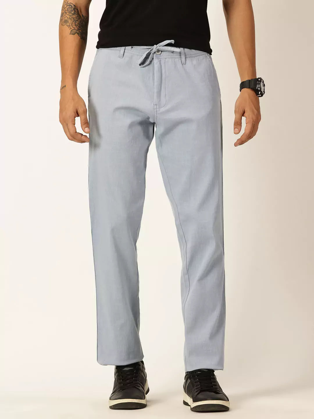 Thomas Scott Men Textured Mid-Rise Smart Chinos Trousers