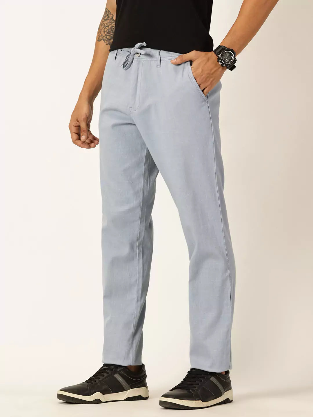 Thomas Scott Men Textured Mid-Rise Smart Chinos Trousers