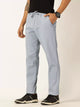 Mid Blue Smart Regular Fit Mid-Rise Cotton Linen Woven Chinos Trouser For Men