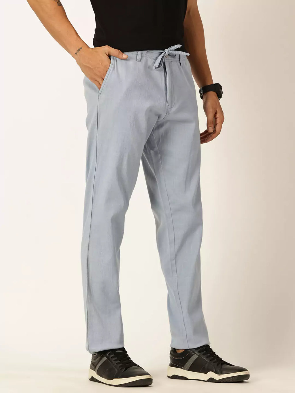 Thomas Scott Men Textured Mid-Rise Smart Chinos Trousers