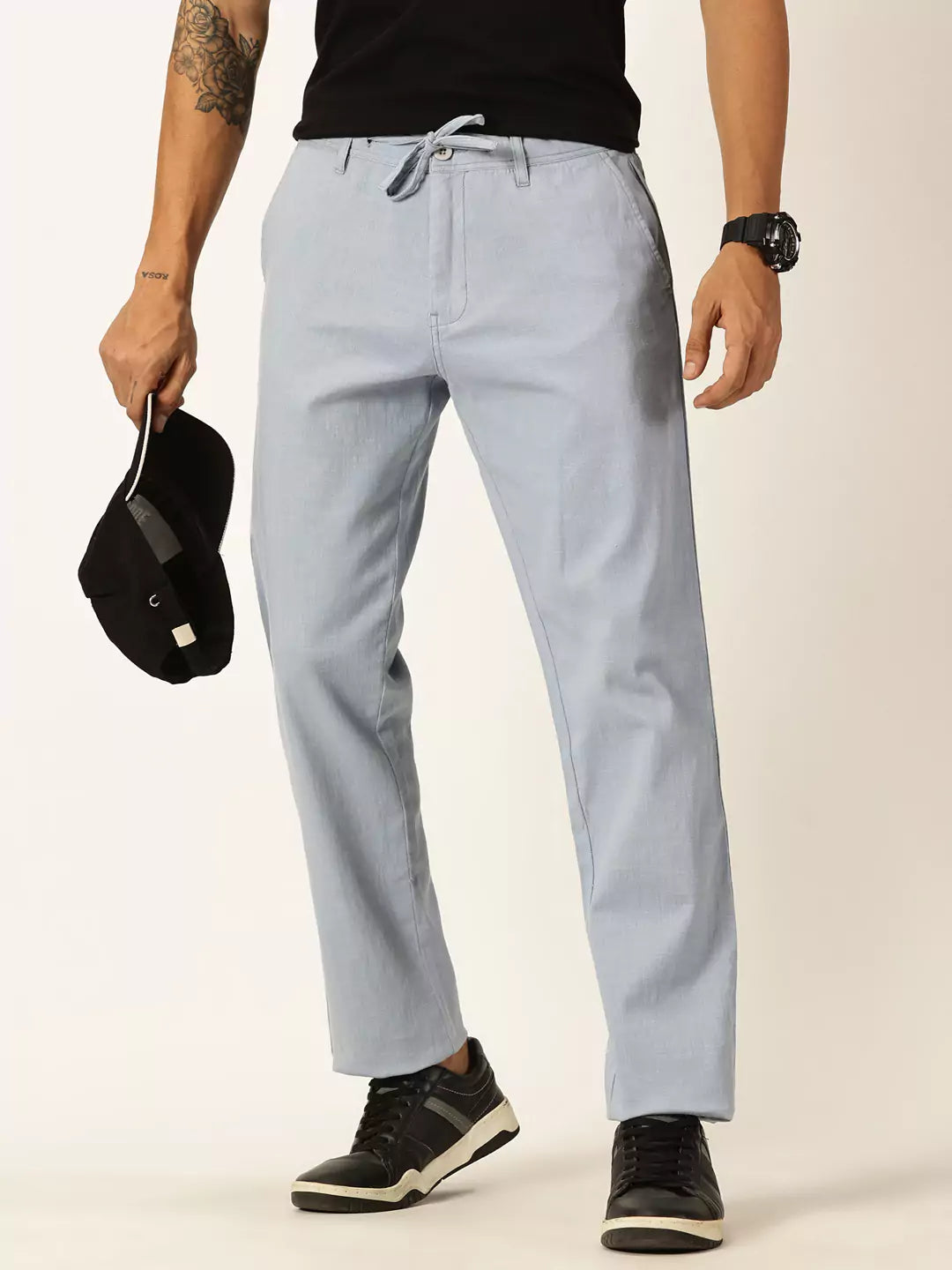 Thomas Scott Men Textured Mid-Rise Smart Chinos Trousers