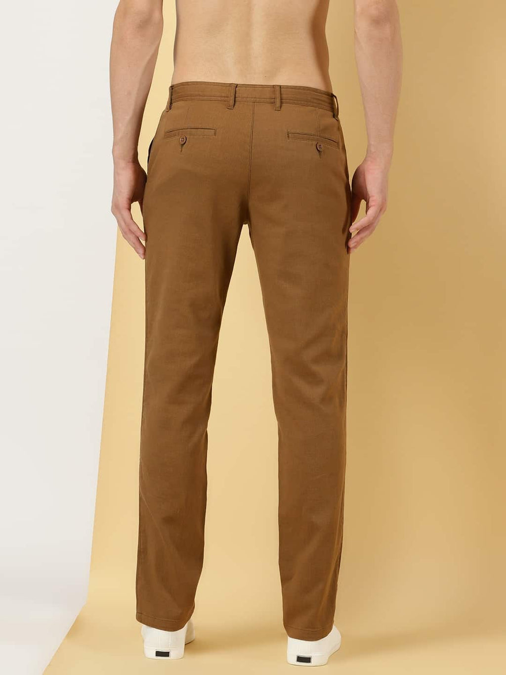 Thomas Scott Men Mid Rise Smart Linen Cotton Chino Trousers